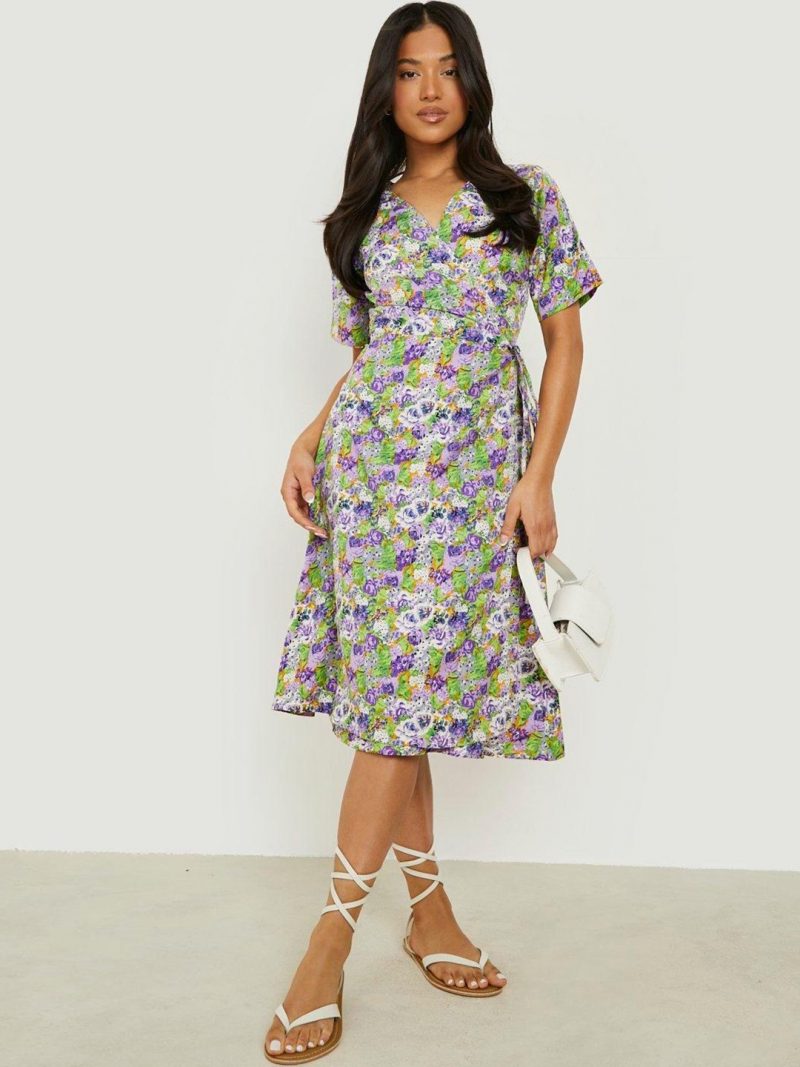 Petite Floral Print Midi Wrap Dress - Image 3