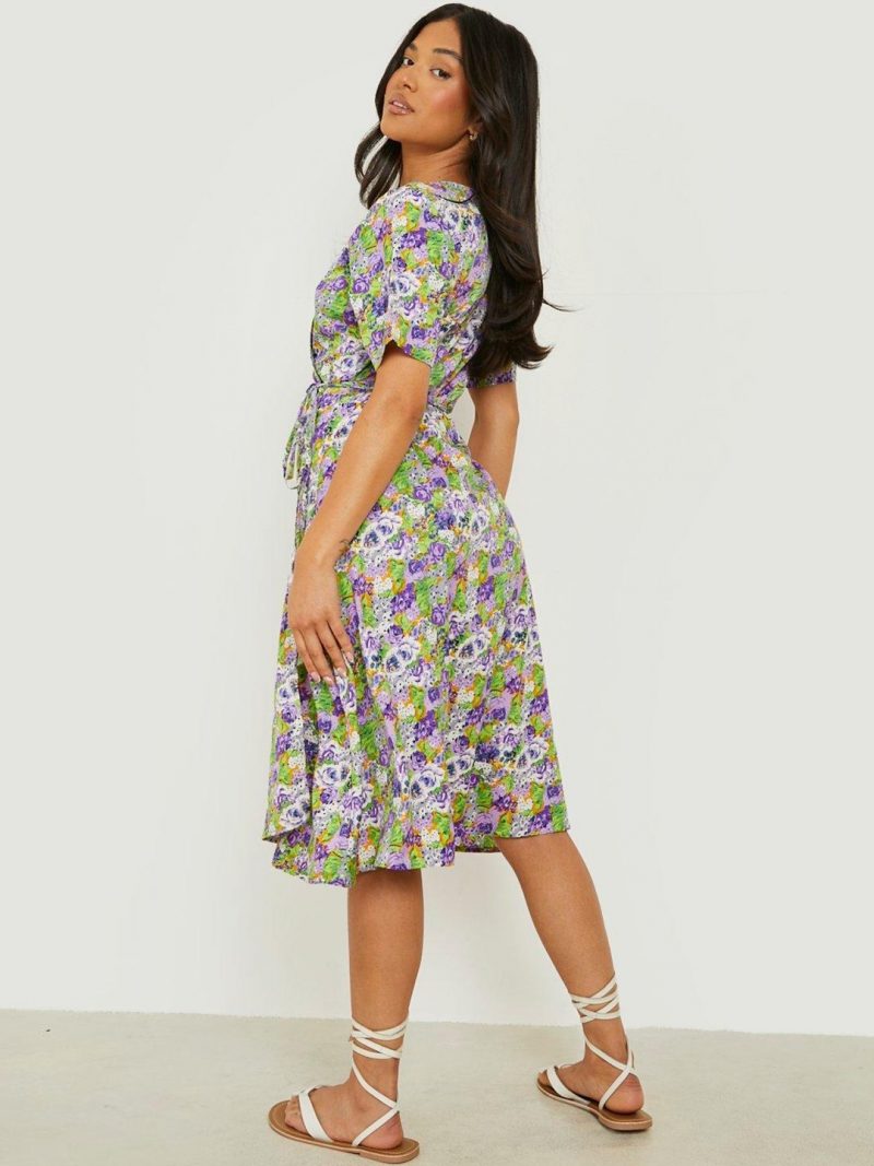 Petite Floral Print Midi Wrap Dress - Image 2