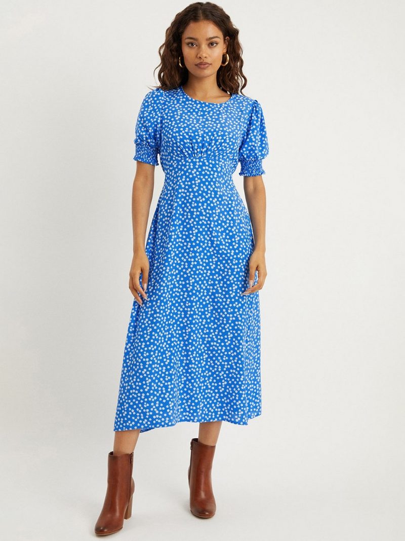 Floral Print Fit & Flare Petite Midi Dress