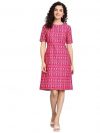 Powersutra Printed Dress for Women | A-line Dress for Women | Office Wear for Women | Dresses with Pockets for Women | Knee Length Dress for Women | Summer Dresses