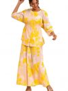 W for Woman Floral Cotton Round Neck Women's Top & Capri Set