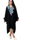 SUN-ROSE FASHIONS Boutique Collection Women's Black Long Sleeves Kaftan Dress with Rich Embroidery