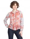 SHAYE Spread Collar Red Printed Long Sleeves Casual Shirt for Women Shirt
