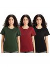 Women's Solid Cotton Stretch Half Sleeve Round Neck Regular Fit T-Shirt