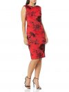S.L. Fashions Women's Floral Print Scuba Dress, red/Black, 10
