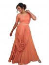 Avy's Label Cotton Crepe Jumpsuit Premium Rust Orange Crepe Jumpsuit with Pre Draped Georgette Dupatta and Maggam Work Belt_ (Rust Orange, 36)