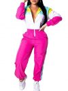 EOSIEDUR Women's Pullover Hoodies Jumpsuit Zipper Jacket Windbreaker Elastic Waistband Pants One Piece Outfits Tracksuit Set