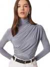 SIGHTBOMB Gathered Ruched FRONTFLOW Ultra Soft Microfiber SOFTLINE Cuddle TEE Fullsleeve TOP for Women