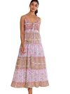 LABEL REYYA Women's Cotton Off White Foral Printed One Piece Dress Stylish Bohemian Sleeveless Handcrafted Maxi Dress for Girls