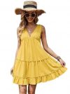 ELACCENT® Women's Cotton One-Piece Midi Dress | V-Neck, Sleeveless, A-Line | Soft & Skin-Friendly Fabric | Slim Fit, Stylish & Comfortable