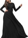 KOH KOH Womens Long Sleeve Flowy Empire Waist Fall Winter Party Gown