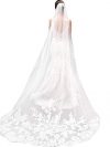 GOWNLINK Ladies Synthetic Christian Bridal Veil Headwrap With Lace Wedding Accessory White Lace Patches With Front Face Layer 4 Meter Comb Attach 1800L