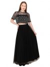 A C C Women Western Party Sequin Beaded Crop Top (XX-Large, Blk/SIL)