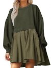 Dokuritu Women's Maxi Dress Flutter Sleeves Ruffle Hem A-line Dress High Waist Dresses V Neck Summer Casual Flowy Long Dress