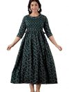 GOPI RAJU Women's Pure Cotton All Over Printed Maternity Gown Feeding Nighty A line Feeding Dress Kurti Gown