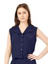 Fashfun Women's Button Front Solid Top