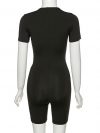 Licogel Women Short Sports Jumpsuit Slimming Fashion Solid Color Lightweight Athletic Bodysuit with Zipper Elastic Fashion Lightweight