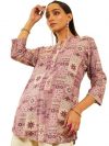 Soch Womens Rayon Ethnic Motif Foil Printed Mandarin Collar Tunic