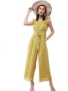 Miss Chase Women's Round Neck Sleeveless Floral Wide Leg Jumpsuit with Pockets