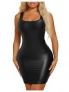 SweatyRocks Women's Sleeveless Bodycon Tank Dress PU Leather Mini Dresses
