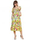 Sheetal Associates Women's Casual 3/4 Sleeve Crepe Fit & Flare Dress | Comfortable Relaxed Fit Summer Party Dress