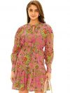 PRETTY PIXIE Women's Movement Short Dress – Paradise Pink | Cotton, Round Neck, Relaxed Fit | Stylish & Comfortable Casual Wear | Dress for Woman
