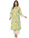 rytras Women's Cotton Printed A-Line Kurta with Pant Set