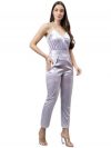 Trymisfit Women's Satin Spaghetti Strap Jumpsuit – Elegant V-Neck Sleeveless One-Piece Outfit with High-Waist Fit – Stylish Outing Wear & Special Occasion Romper
