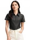 Mack Jonney Ribbed |Regular Fit | Half Sleeves 100% Cotton Polo Neck Self Design with Zip T-Shirt for Women-M919