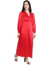 AUDRAPE Women's Red Maxi Dress Plain Satin Western Dress Xtra Large