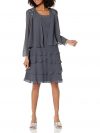 S.L. Fashions Women's Embellished Tiered Dress with Jacket
