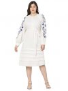 VERO MODA CURVE Self Design Floral Embroidered Cotton Fit & Flare Dress