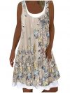 Dresses for Women Stylish Indian, Women's Summer Fashion Casual Round Neck Print Sleeveless Patchwork Short Dress