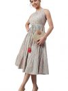 Janasya Women's Cotton Fit and Flare Midi Gown