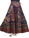 Ukal Cotton Printed Wrap Long Regular Fit Skirt for Women (Free Size, Multicolored)