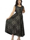 JALMALA’s Free Size Calf-Length Dress: Tribal Print, Round Neck-line, Extra Sleeves Attached Inside, Waist Belt Adjustable Fit || Kurti, Kurta, Dress or Gown for Teenage Girls & Women
