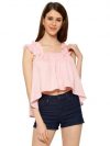 KASSUALLY Dresses for Women Pink Frilly Shoulder high Low Top