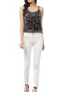 Akssports Sequin Round Neck Sleeveless Stretchable Slim Fit Tank Top for Women JK4-4 (XL_Silver)