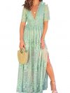 MERMAID'S CLOSET Women's Casual Off Shoulder Lace Maxi Dress Boho White Bridesmaid Wedding Evening Party Dresses