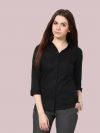Women Regular Fit Solid Spread Collar Casual Shirt